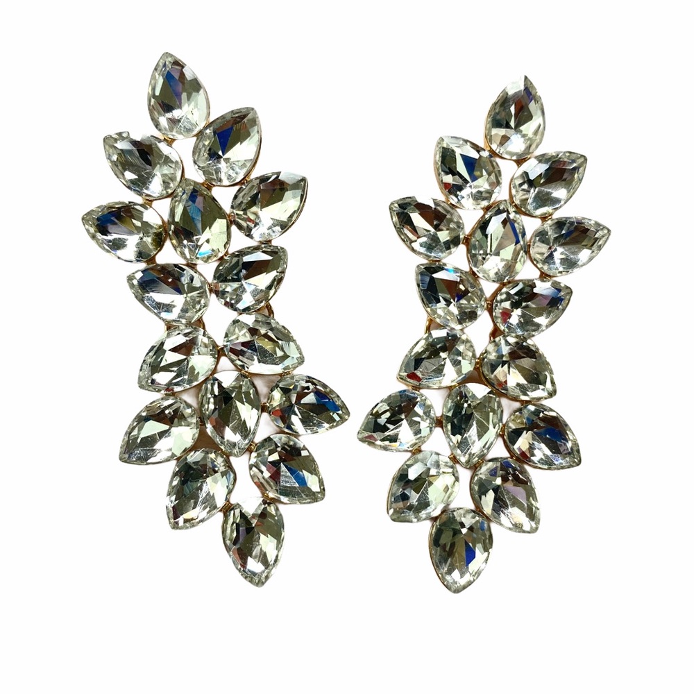 🌻 Crystal Gold Dangle Statement Earrings